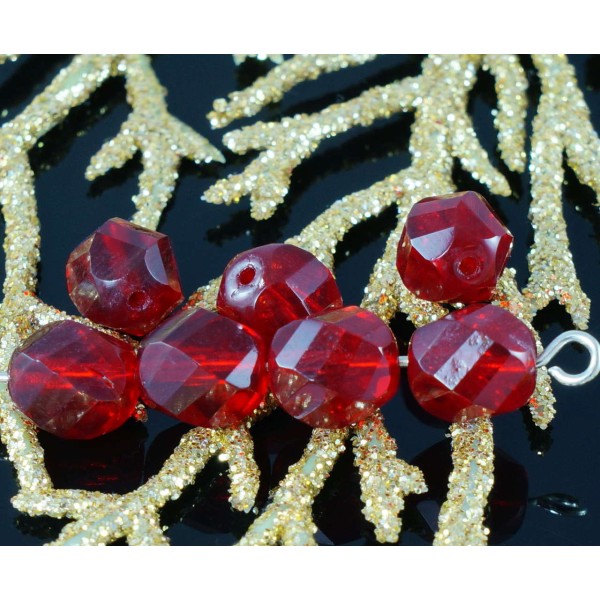 Rouge rubis Cristal tchèque en Verre Torsadé Coupe en Spirale à Facettes Perles Rondes d'Incendie Po - Photo n°1