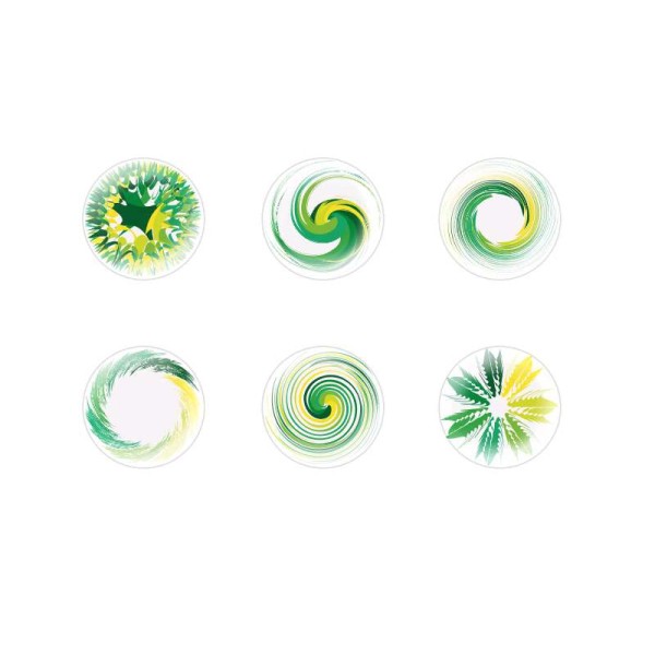 6pcs x 20mm Main Rond en forme de Dôme Verre tchèque en forme de Cabochon Fleur Vert Abstrait Tourbi - Photo n°1