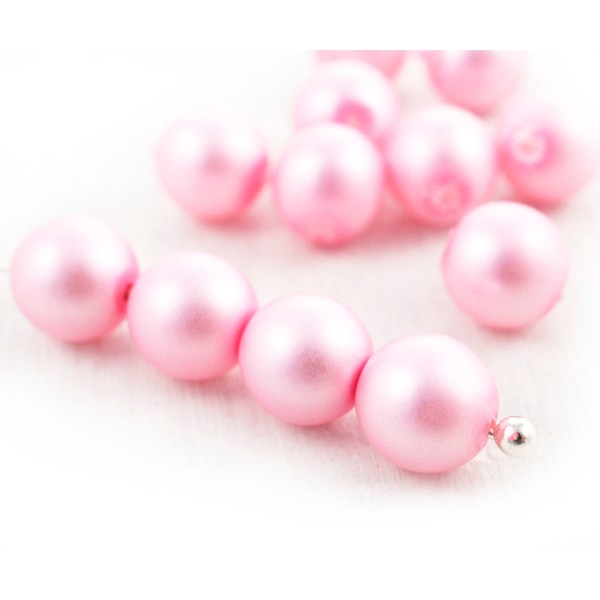 40pcs Lumière Rose Mat Imitation de Perles Rondes Druk Entretoise de Semences de Verre tchèque Perle - Photo n°1