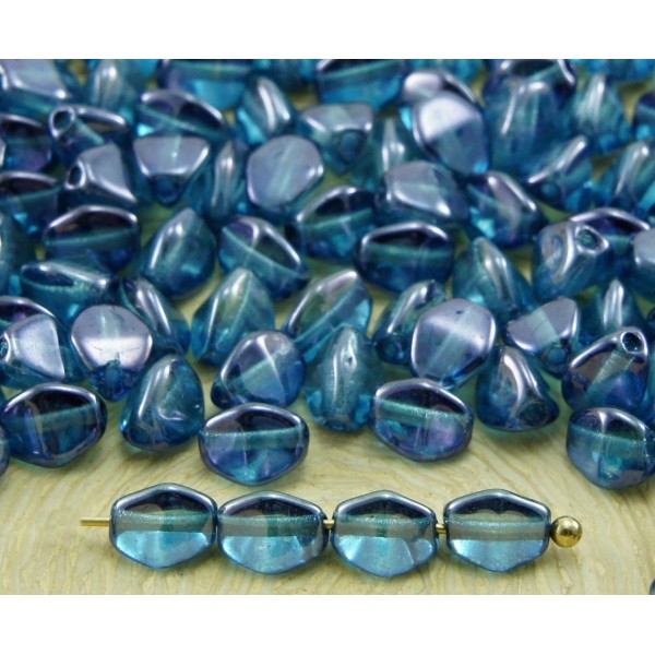 60pcs Cristal Gris Bleu Lustre Clair Pincée Bicone à Facettes Entretoise tchèque Perles de Verre de - Photo n°1