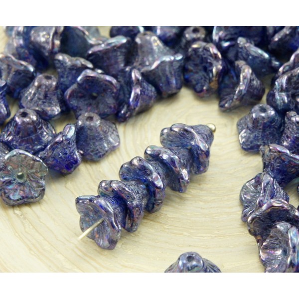 40pcs Crystal Blue Mix de Lapis-Lazuli Mélange de Violet Nébuleuse de la Petite Cloche de Fleur de B - Photo n°1