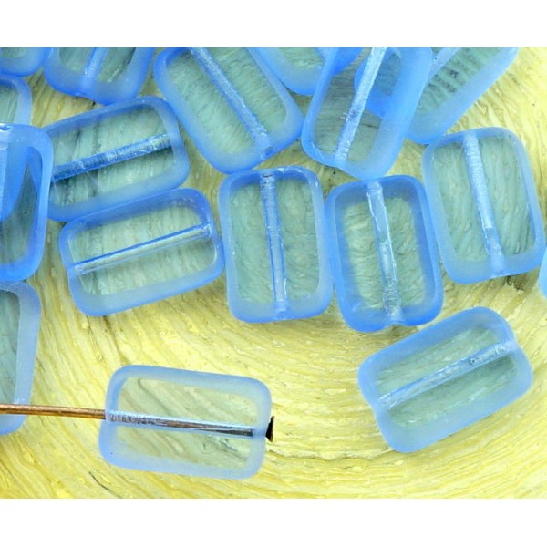 8pcs Cristal de Saphir Bleu Mat de la Table de Découpe à Plat Rectangle de Verre tchèque Perles de 8 - Photo n°1
