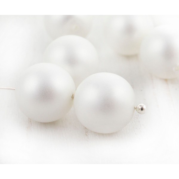 8pcs Perle Blanche Imitation Mat de Mariage Ronde Pressée Druk de Grands tchèque Perles de Verre de - Photo n°1
