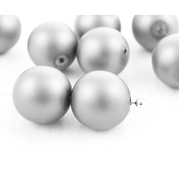 8pcs Argent, Perle d'Imitation Mat Ronde Pressée Druk de Grands tchèque Perles de Verre de 10mm - Photo n°1