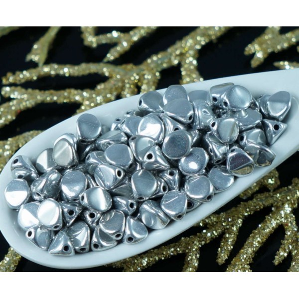 50pcs Jet-Labrador Plein Pincée tchèque Perles de Verre de 5mm - Photo n°1