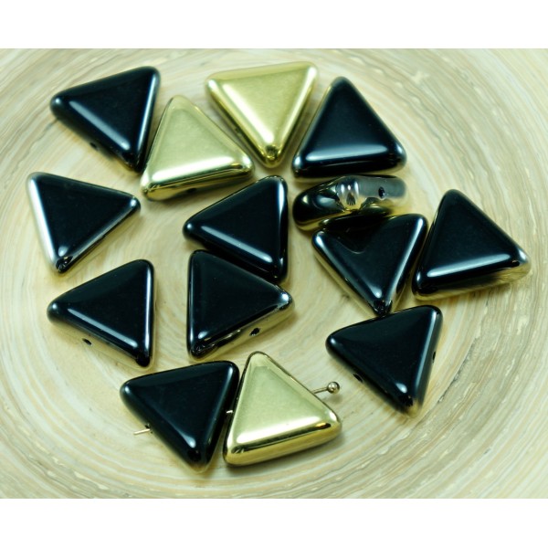 6pcs Metallic Or Noir à Moitié à Plat Grand Triangle de Verre tchèque Perles de Focale Pendentif 12m - Photo n°1