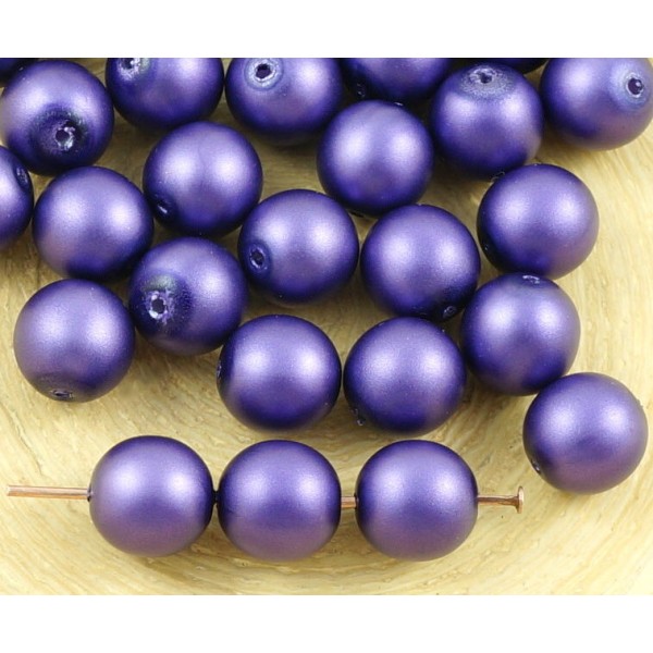 20pcs Perles Imitation Mat Violet Rond Druk Entretoise de Semences de Verre tchèque Perles de 8mm - Photo n°1