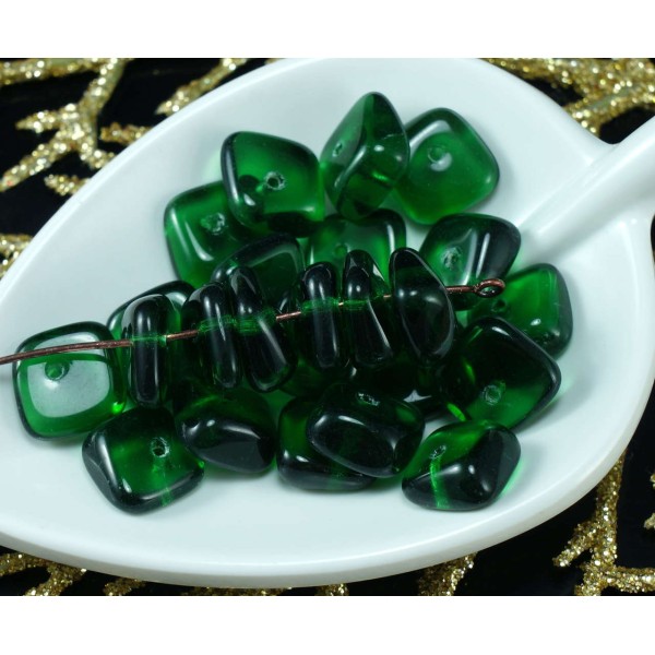 Vert Clair tchèque Verre Plat Losange en Perles de Trou Puces 11mm x 12mm 20pcs - Photo n°1