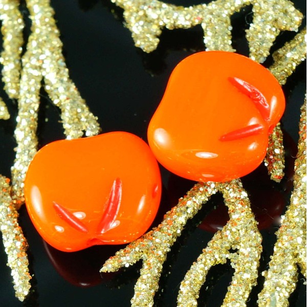 Opaque Orange Halloween Apple Verre tchèque Perles de Verre tchèque Perles de Fruits Carmen Miranda - Photo n°1
