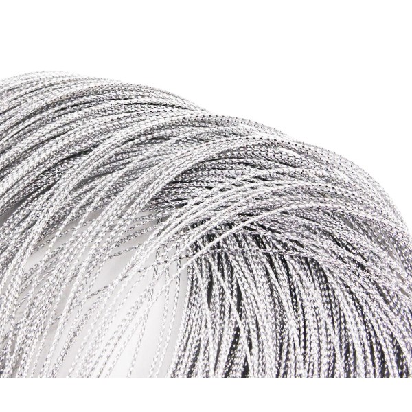 100m -328 pi 109y Metallic Silver Thread Cordon Torsadé Tressé de Perles de Nouage de la Chaîne de S - Photo n°1