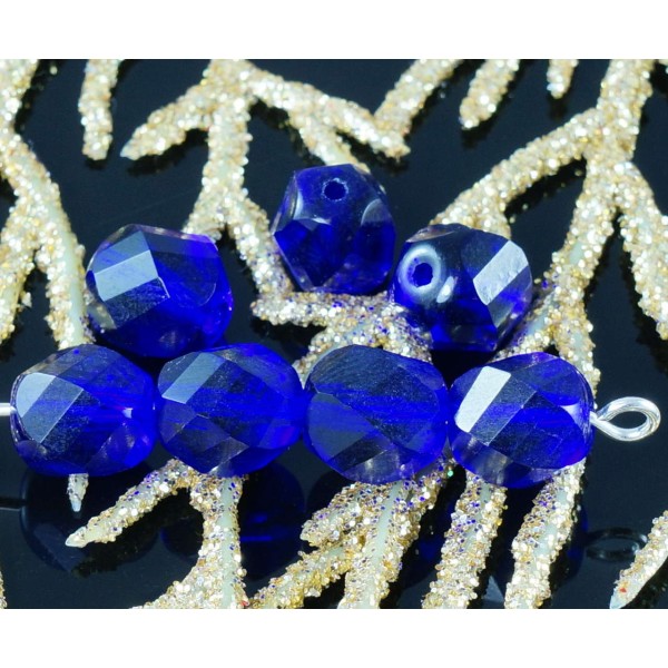 Foncé Bleu Clair Verre tchèque Torsadée Coupe en Spirale à Facettes Perles Rondes d'Incendie Poli 8m - Photo n°1