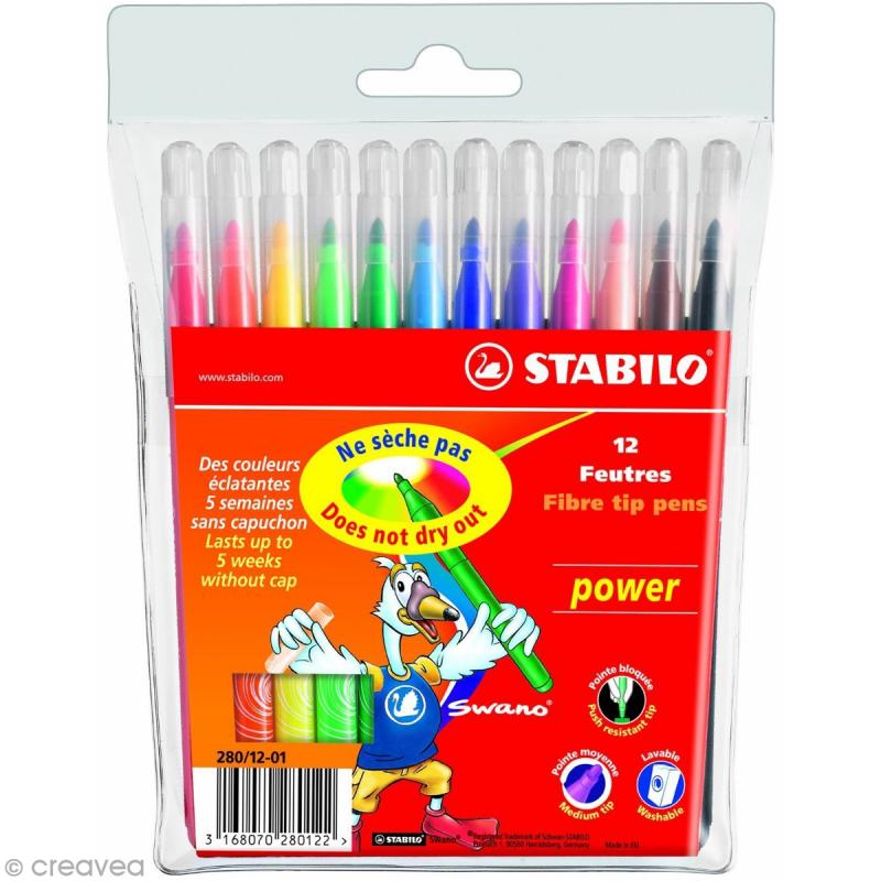 Feutre STABILO Power - Pochette 12 feutres de coloriage - Feutre dessin -  Creavea