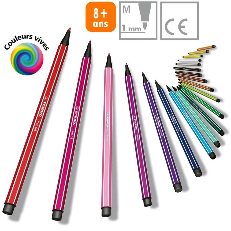 STABILO Pen 68 - Feutre Pointe ogive - Plusieurs coloris disponibles - Feutre  coloriage - Creavea