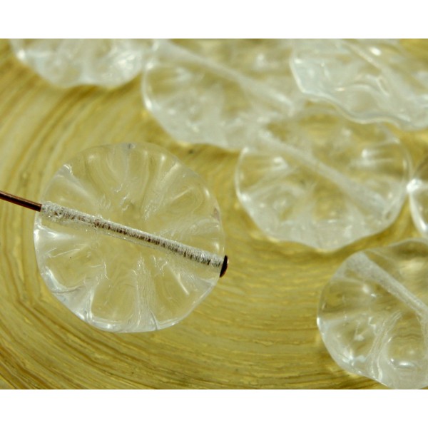 4pcs Crystal Clear Grand Plat Fleur de Soleil Pièce Ronde Focal Pendentif en Verre tchèque Perles de - Photo n°1