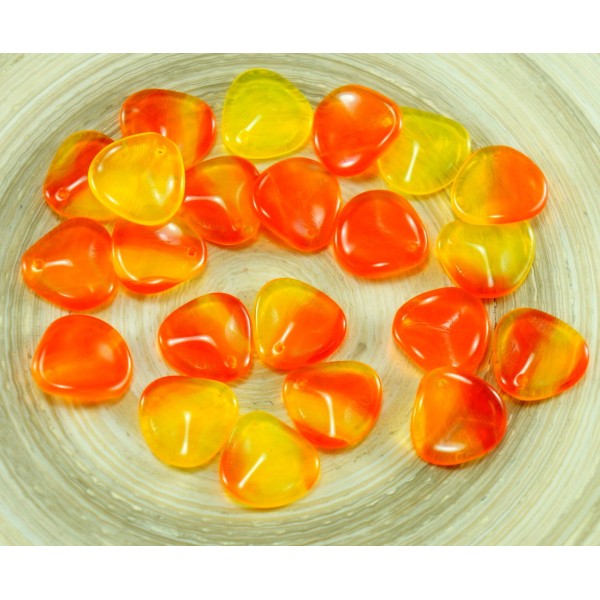 12pcs Crystal Orange Orange Jaune Bicolore Halloween Grand Pétale de Fleur tchèque Perles de Verre d - Photo n°1