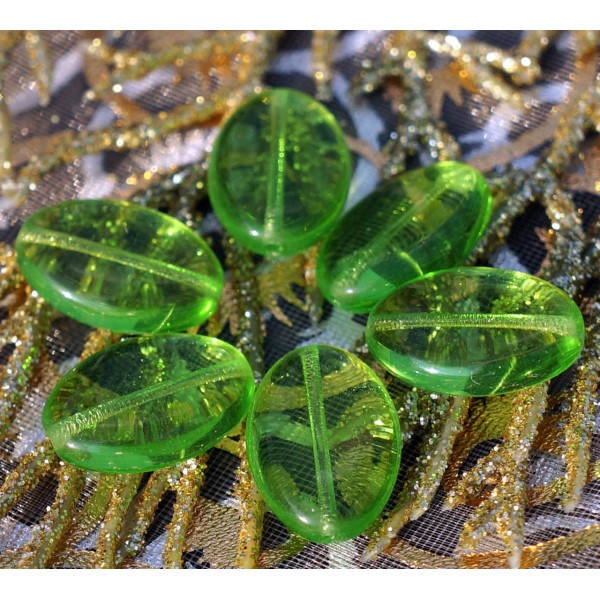 Vert clair Verre tchèque Perles de Grand Plat en Perles de Grandes Perles Vertes Vert, Ovale Plat, P - Photo n°1