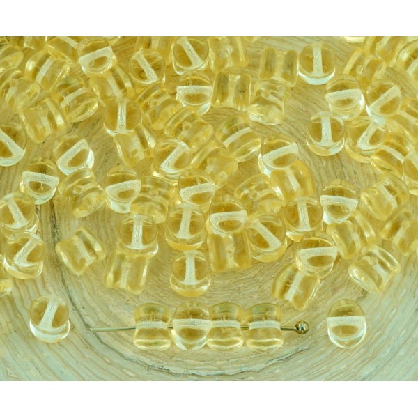 60pcs Léger en Cristal de Topaze Jaune Pellet PRECIOSA Diablo Dogbone tchèque Perles de Verre de 4mm - Photo n°1
