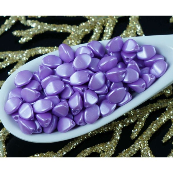 60pcs Albâtre Pastel Lilas Pincée tchèque Perles de Verre de 5mm - Photo n°1