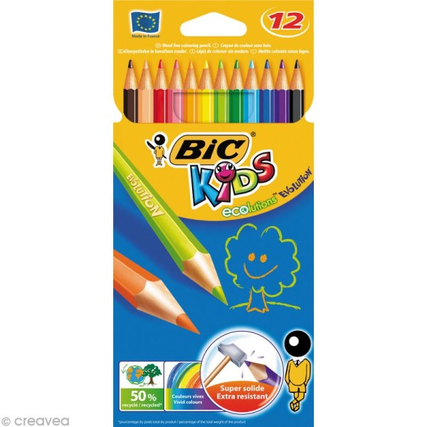 Crayons de couleur Bic Kids Evolution - 12 crayons écologiques - Photo n°1