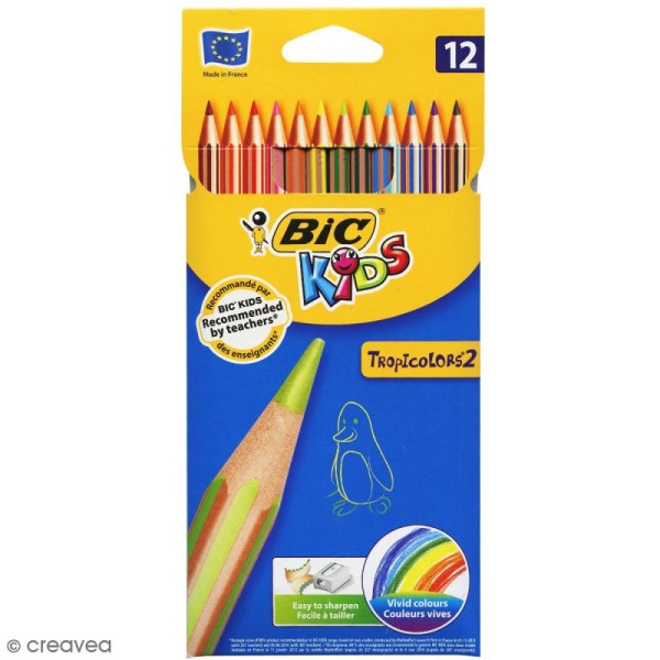 Crayons de couleur Bic Kids Tropicolor - 12 crayons - Photo n°1