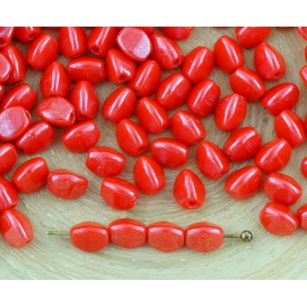 60pcs Opaque Coraline Rouge Lustre Pincée Bicone à Facettes Entretoise tchèque Perles de Verre de 5m - Photo n°1