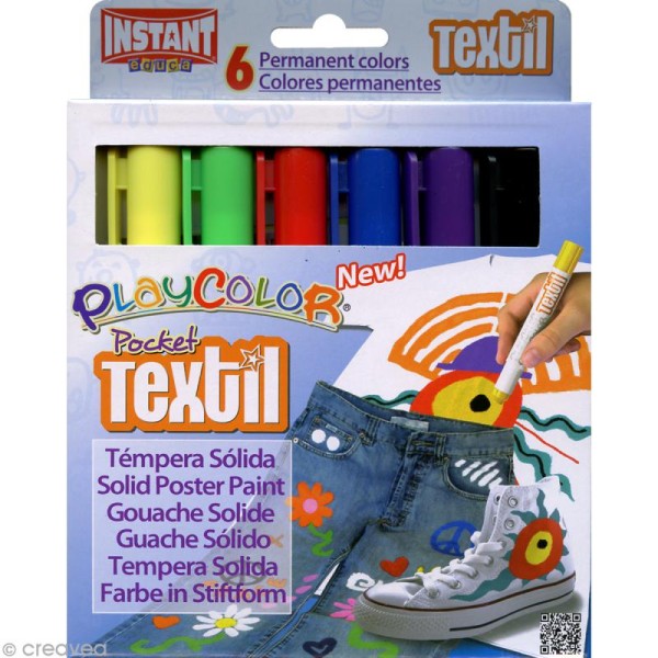 Feutre textile Playcolor - 6 feutres décoratifs - Photo n°1