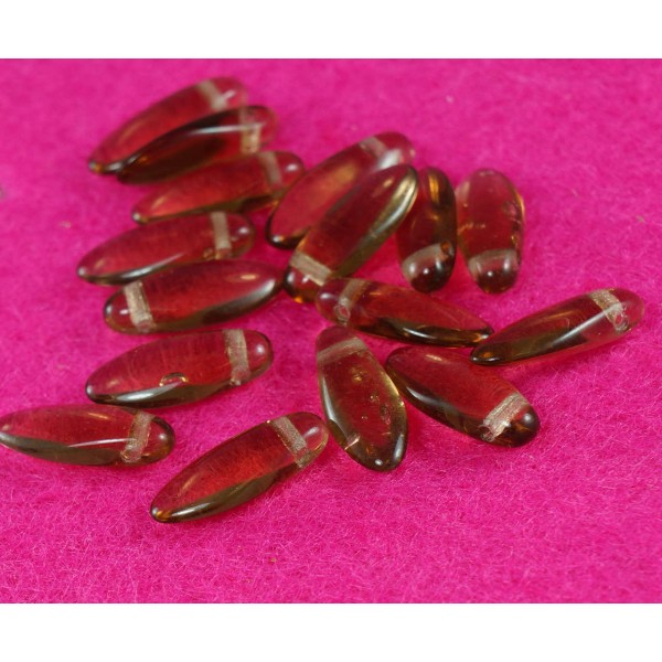 50pcs Grand Clair Brun Verre tchèque Poignard Perles de Verre Feuille de Perles de Pétales de Perles - Photo n°1