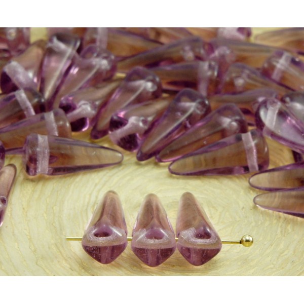 20pcs Cristal d'Améthyste Violet Clair Spike Cône de Chute de Verre tchèque Perles de 13mm x 5mm - Photo n°1
