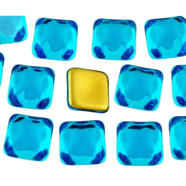 6pcs Cristal aigue-marine Bleu Clair Carré tchèque Cabochon en Verre de 10mm x 10mm - Photo n°1