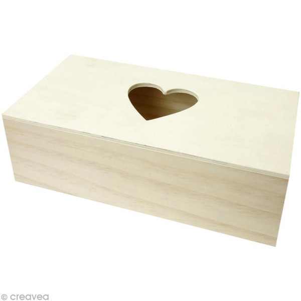 Boîte à mouchoirs Coeur en bois à décorer - 27 x 14 x 8,5 cm - Photo n°1