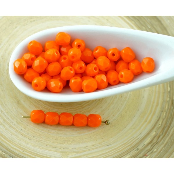 100pcs Opaque Orange Halloween Verre tchèque Ronde à Facettes Feu Poli Petites Perles d'Entretoise d - Photo n°1