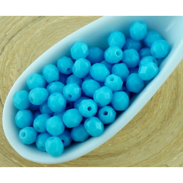 100pcs Opaque Turquoise Bleu Bébé Ronde à Facettes Feu Poli Petite Entretoise tchèque Perles de Verr - Photo n°1