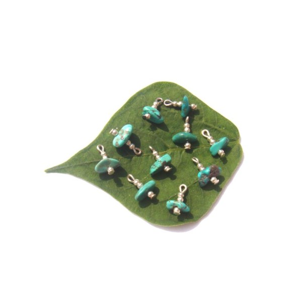Turquoise naturelle multicolore : 10 MINI breloques chips 13 MM de hauteur - Photo n°1