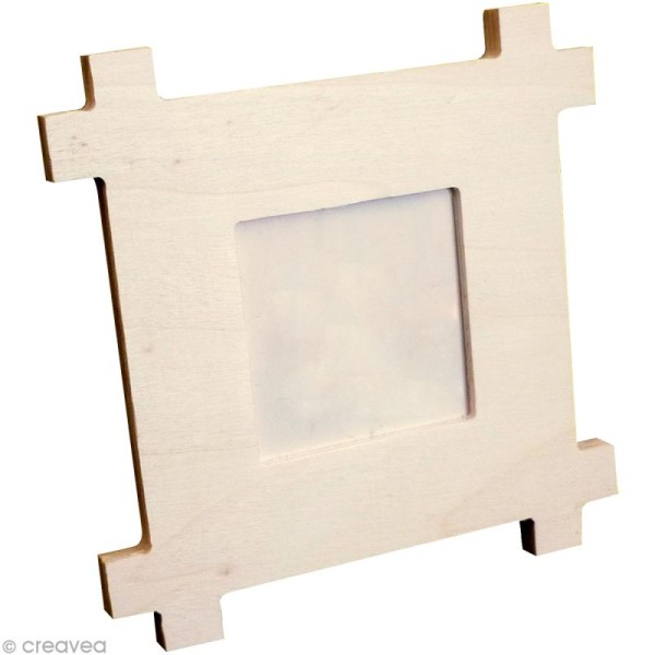 Cadre photo croisé en bois à décorer - 12 x 12 x 0,8 cm - Photo n°1