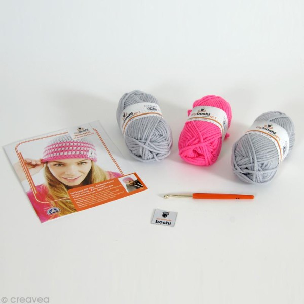 myboshi Kit de crochet Izu et écharpe Settsu Kit de crochet pour débutant  avec laine No.1, aiguille et instructions pour bonnet et écharpe, paquet de