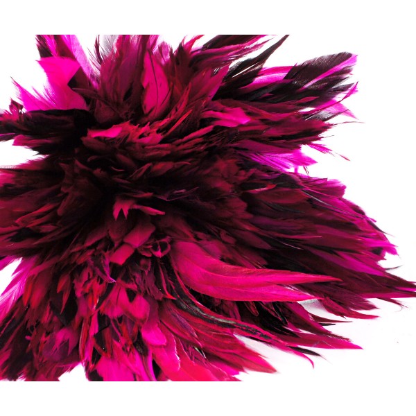40pcs Fuchsia Rose Noir Teint les Plumes de Coq Pendentif Boucles d'oreilles Bijoux de la Chapelleri - Photo n°1