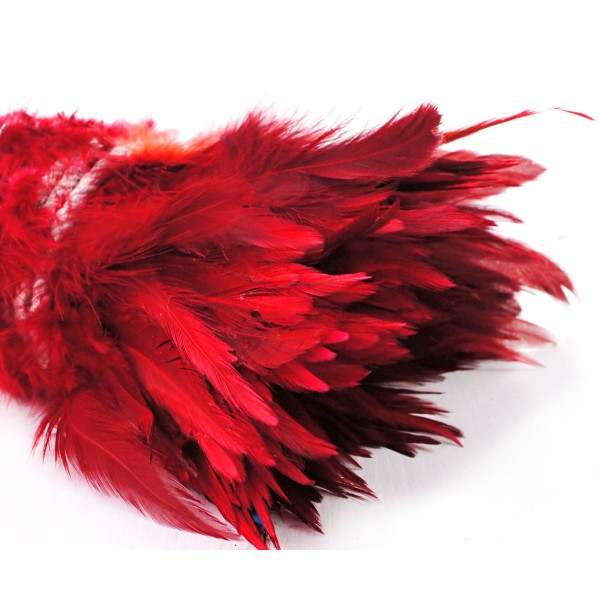 14pcs Rouge Rubis Teint les Plumes de Coq Pendentif Boucles d'oreilles Bijoux de la Chapellerie Sell - Photo n°1