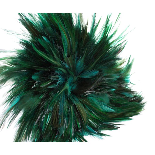 30pcs Bleu Turquoise Vert Teint les Plumes de Coq Pendentif Boucles d'oreilles Bijoux de la Chapelle - Photo n°1