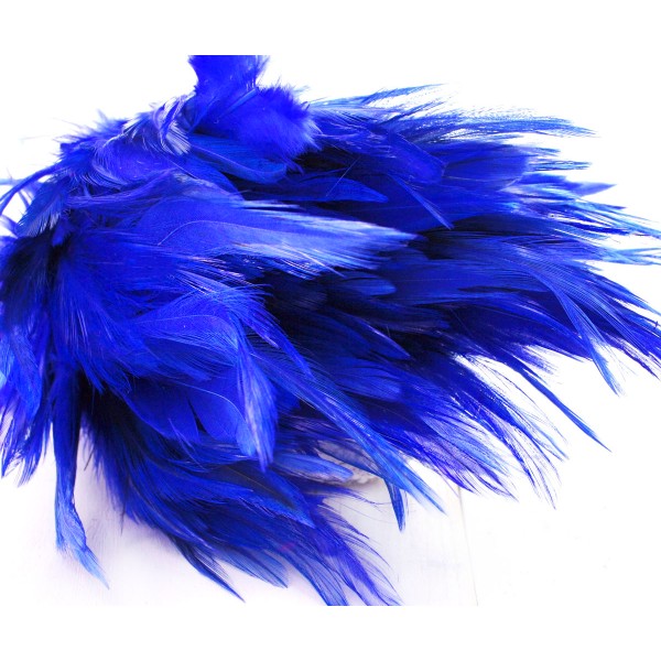 30pcs Royal Bleu Foncé Teint les Plumes de Coq Pendentif Boucles d'oreilles Bijoux de la Chapellerie - Photo n°1