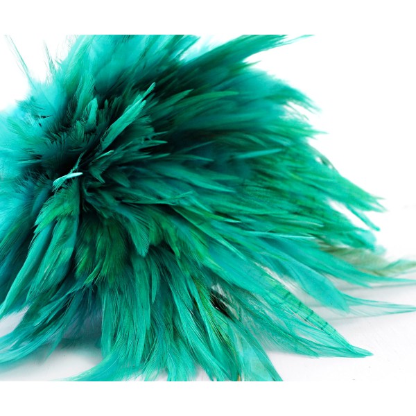 30 pcs Turquoise Bleu Vert Teints Plumes de Coq Pendentif Boucles d'oreilles Bijoux Chapellerie Boho - Photo n°1