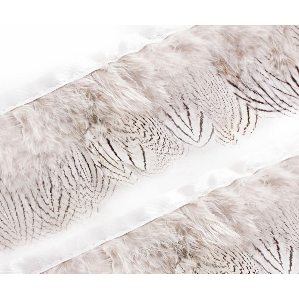 1M 3.3 Ft 1.1 Yd Argent Blanc Naturel Faisan Plumage d'Environ 100 Plumes de la Garniture de Ruban d - Photo n°1