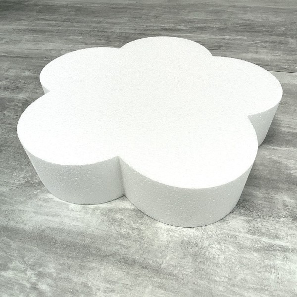 Grand Socle plat Fleur 2D en polystyrène blanc, Diamètre 35 cm x Epais. 7cm, Support pour centre de - Photo n°2