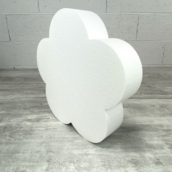 Grand Socle plat Fleur 2D en polystyrène blanc, Diamètre 35 cm x Epais. 7cm, Support pour centre de - Photo n°3