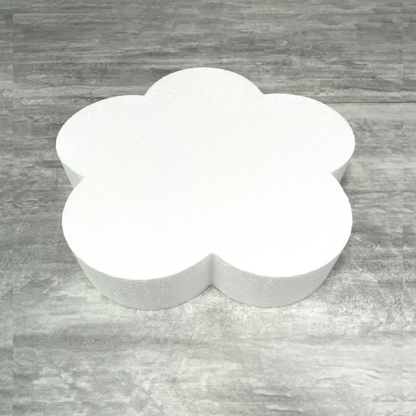Grand Socle plat Fleur 2D en polystyrène blanc, Diamètre 35 cm x Epais. 7cm, Support pour centre de - Photo n°1
