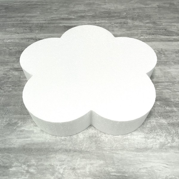 Grand Socle plat Fleur 2D en polystyrène blanc, Diamètre 40 cm x Epais. 7cm, Support pour centre de - Photo n°1