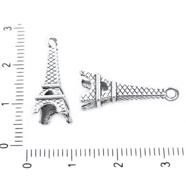 6pcs Antique Ton Argent Paris Tour Eiffel Pendentifs Charms tchèque Métal Conclusions 22mm x 8mm, Tr - Photo n°1