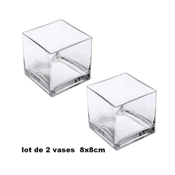 2 Vases en verre transparent carré 8cm - Photo n°1