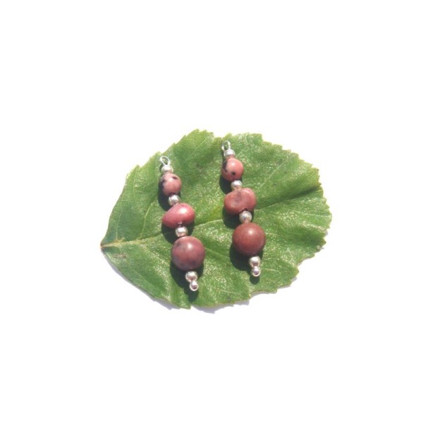 Rhodonite : Petits pendentifs 2,8 CM de hauteur x 6 MM de diamètre - Photo n°1