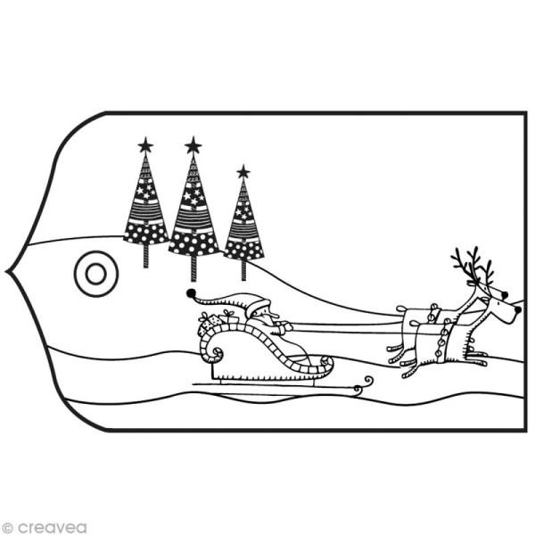 Tampon bois Noël - Père Noël en route - 7,2 x 5,2 cm - Photo n°1