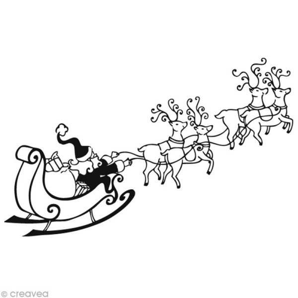 Tampon bois Noël - Père Noël en livraison - 6 x 4 cm - Photo n°1